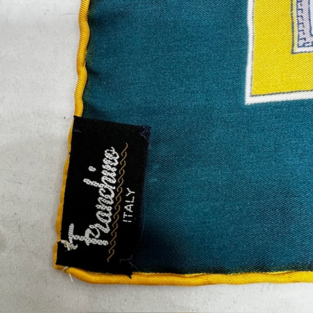 Unused Italy Scarf Franchino  Silk Teal Blue Gold Purple  Floral  31" x31" (23 - Picture 3 of 10